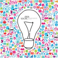 pencil draw lamp template design with social network icons N2