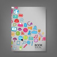 template design with social network icons background