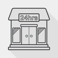 Building convenient store flat icon with long shadow line