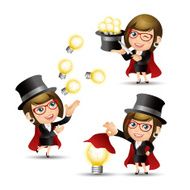 People Set - Business Businesswomen Magician idea