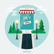 Online shopping e-commerce concept