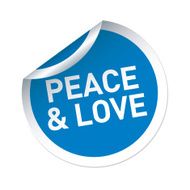 PEACE AND LOVE blue vector sticker