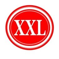 XXL white stamp text on red