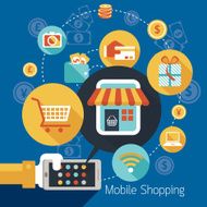 Hand with Smartphone connect Online Shop N2