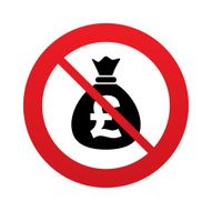 No Money bag sign icon Pound GBP currency N2