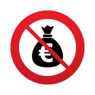 No Money bag sign icon Euro EUR currency