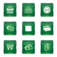 Shopping Sign Square Vector Green Icon Design Set 2 N12