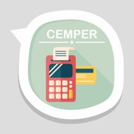 Shopping credit card machine flat icon with long shadow eps10 N10
