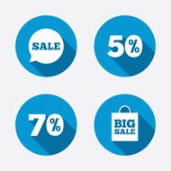 Sale speech bubble icon Big sale shopping bag N30