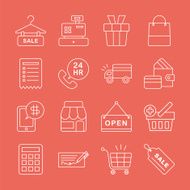 Shopping line icon set N3
