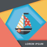 Sailboat flat icon with long shadow eps10 N21