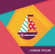 Sailboat flat icon with long shadow eps10 N22