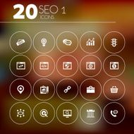 Simple thin SEO icons set 1 N2