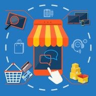 Internet shopping concept smartphone with awning N2