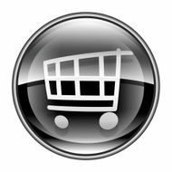 shopping cart icon black isolated on white background