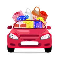 holiday car with gifts