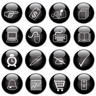 glassy black web icons set
