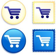 shopping cart internet icons stamp and button design