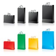 black and colored paper bags