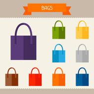 Bags colored templates for your design in flat style N2