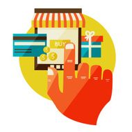 online shopping Sale Laptop and smart phone with awning