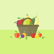 Card with fruits in flat style Vector illustration N2