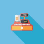 shopping cash register flat icon with long shadow eps10 N36