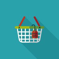 shopping basket flat icon with long shadow eps10 N41