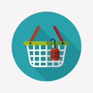 shopping basket flat icon with long shadow eps10 N42