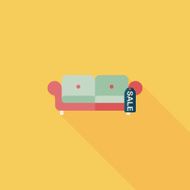 shopping sale sofa flat icon with long shadow eps10 N4