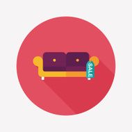 shopping sale sofa flat icon with long shadow eps10 N5
