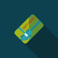 shopping gift card flat icon with long shadow eps10 N5