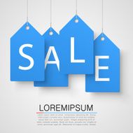 Four large blue tags with the word sale Vector