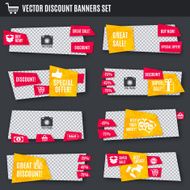 Discount banners yellow and red set