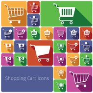 Shopping cart icons set flat