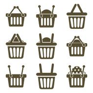 Shopping basket icons isolated on white background vector set