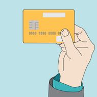 Businessman hand holding credit card vector format