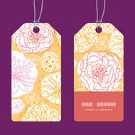 Vector warm day flowers vertical stripe frame pattern tags set