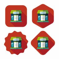 Building convenient store flat icon with long shadow eps10 N7