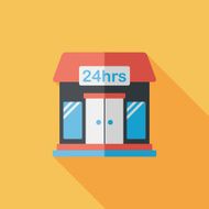 Building convenient store flat icon with long shadow eps10 N8