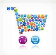 Shopping Cart with Social Networking &amp; Internet Color Buttons