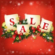 Christmas sale background in red and gold