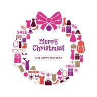 Christmas wreath of shopping icons