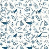 doodle seamless winter and Christmas pattern N4
