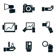 business shopping and travel hands isolated icons set