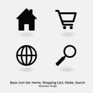Basic Icon Set Home shopping Cart Globe Search
