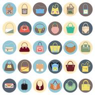 bag icons set colorful circle buttons flat N2