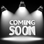 Stage with the spot light projectors lightning -Coming Soon- message
