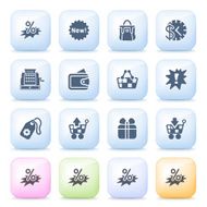 Commerce icons on color buttons