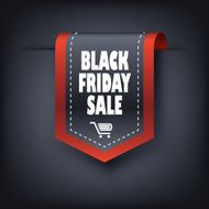 Black friday vertical ribbon bookmark elements for sales promotion